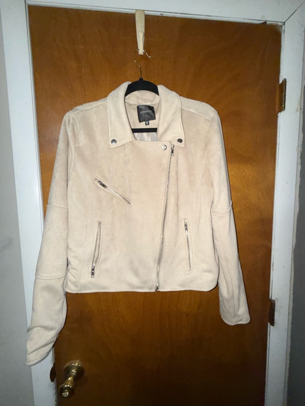 Dynamite Light Beige Suede Moto Jacket